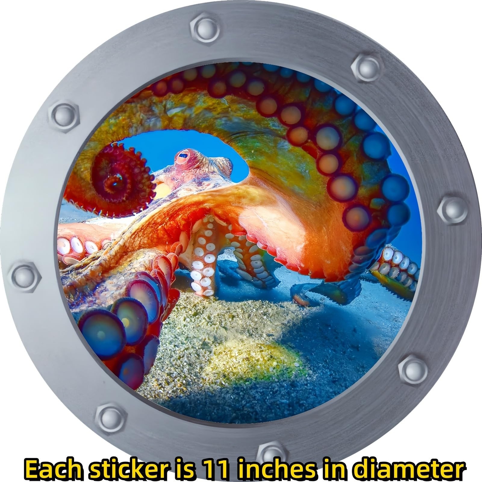 Ocean Animal Wall Decals 11 Inch Porthole Design Set for Nursery/Classroom- E…
