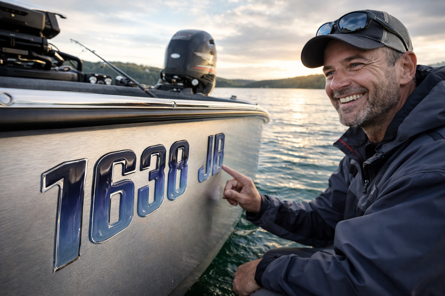 BLUE RAISED BOAT REGISTRATION NUMBERS • 3D DOMED DECALS • BOAT & JET SKI • WATER