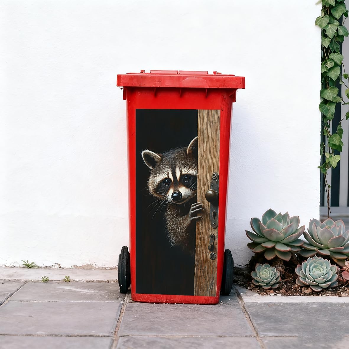 1pcs Wheelie Bin Stickers, Donkey Peeking Sticky Dustbin Decals, 14.5" x 32.2…