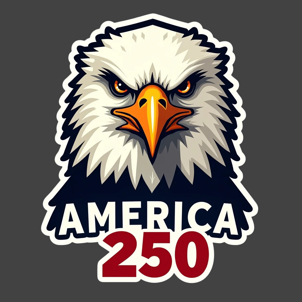 America 250 Sticker Vinyl Decal Eagle Head Patriotic USA Freedom Graphic