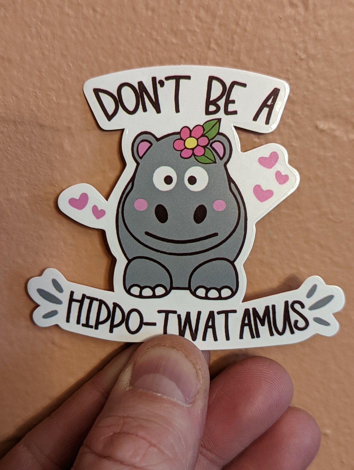 6-pack funny Hippo Don't be a hippotwatamus cute sticker 3" waterproof