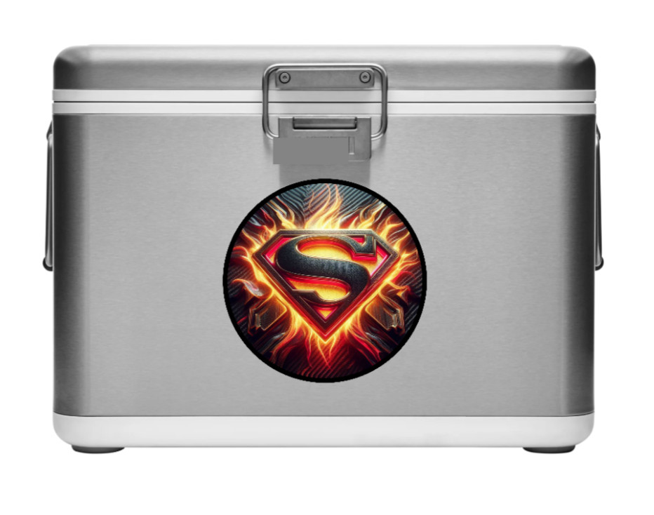 Superman (Fire Logo) 4" Vinyl Decal Car Cooler Laptop Truck Trailer Grill Decor