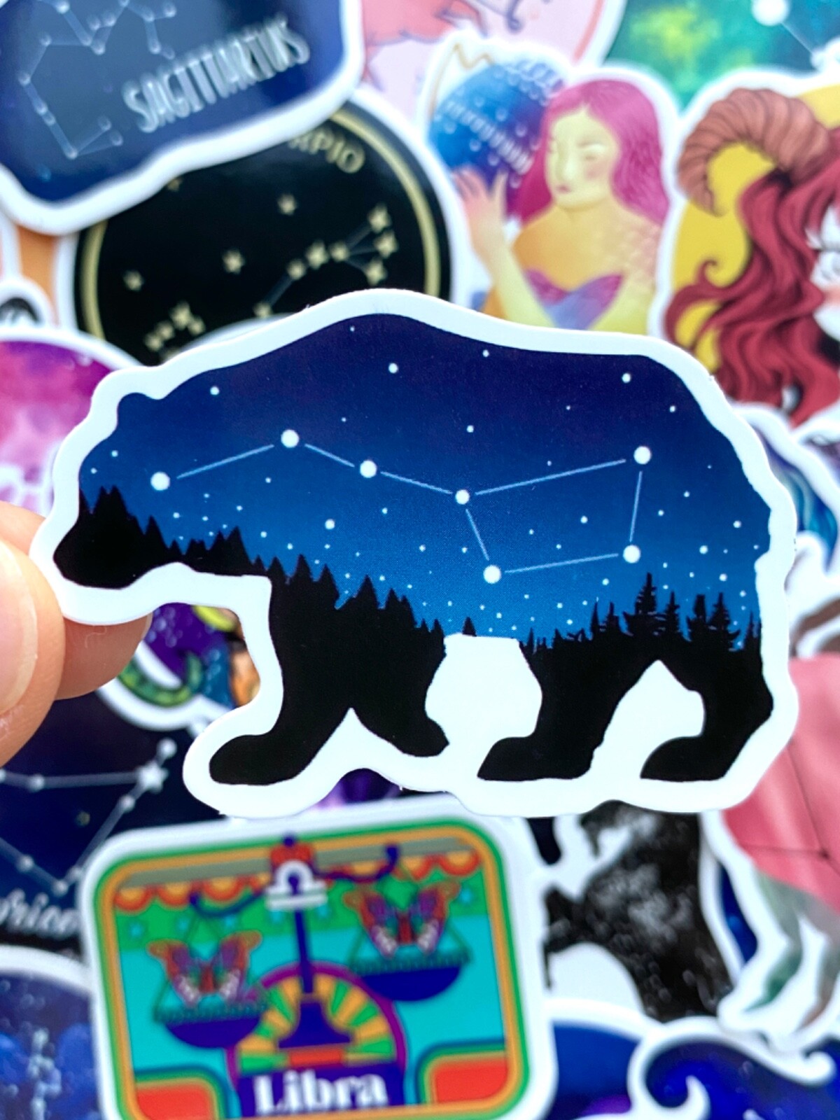 5-50 pcs Zodiac Sign Stickers, Retro Star Astrology Tarot Horoscope Laptop Decal