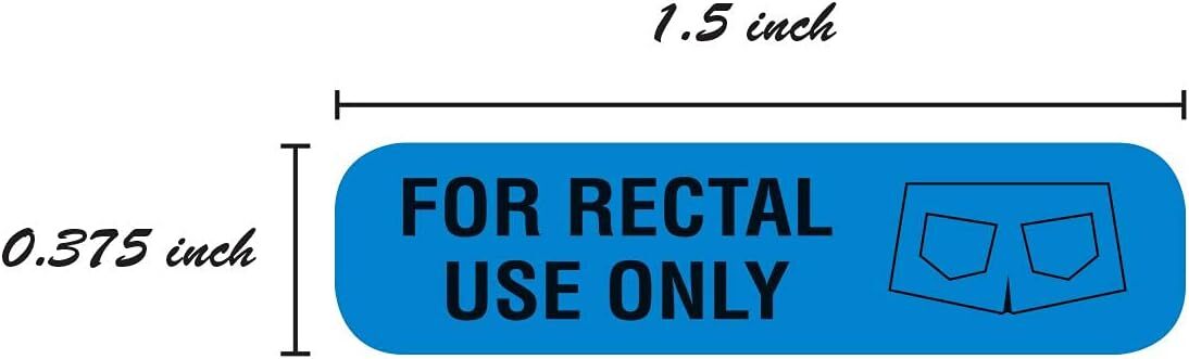 Blue Rectal Use Labels 0.375 X 1.5 Inches 500 Labels Per Roll Permanent Adhesive