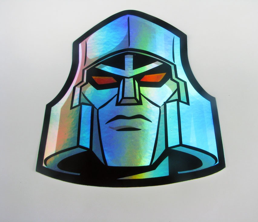 Jumbo Mega Tron Holographic Sticker Cartoon Robot 80s G1 Metallic Decal