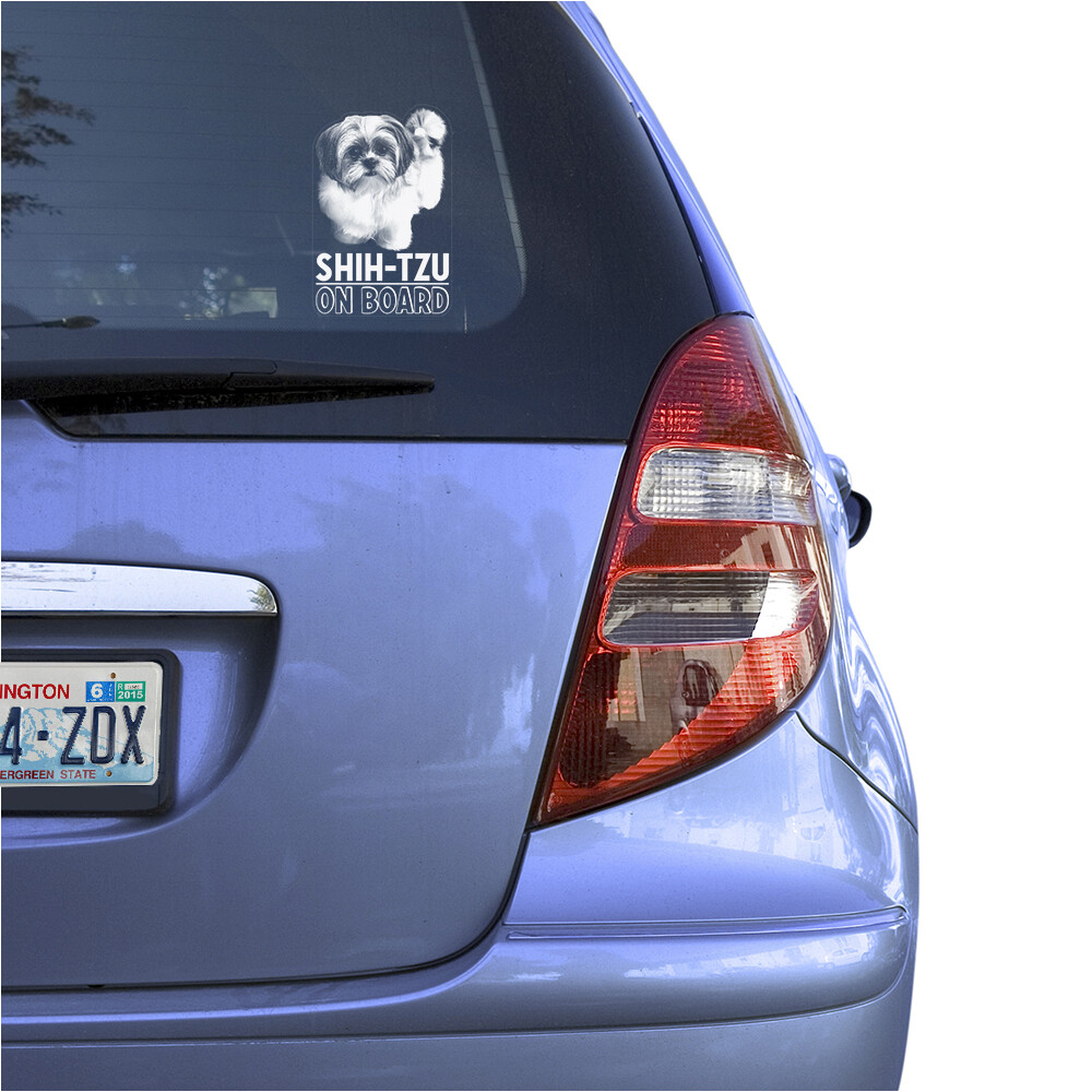 SHIH TZU CLEAR VINYL DECAL STICKER FOR CAR OR TRUCK WINDOW, DOG ART PRINT