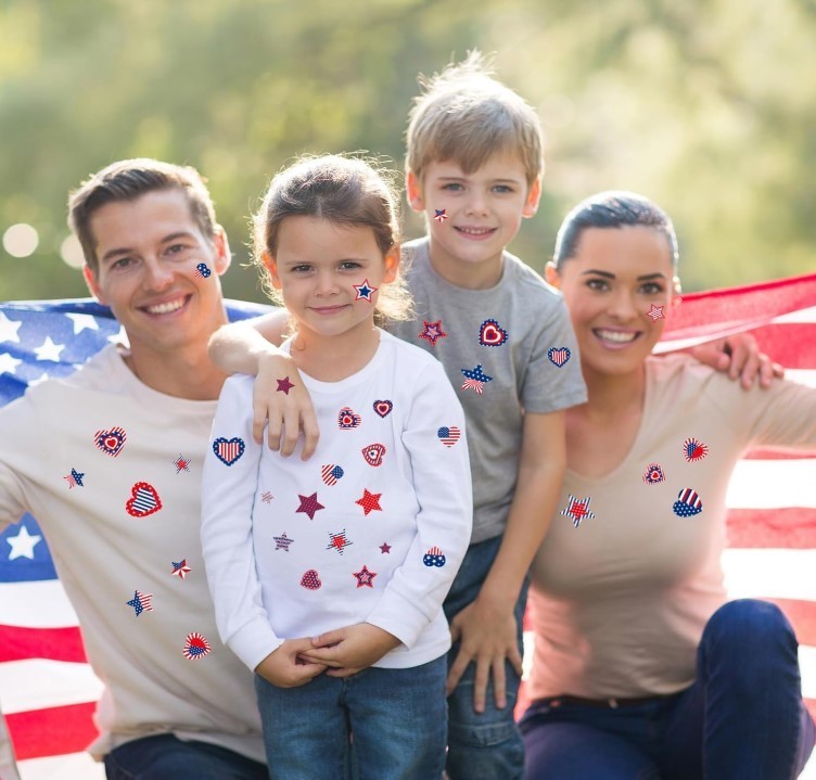 432Pcs Patriotic Stickers American Flag Print Star Heart Shaped Stickers 4Th of