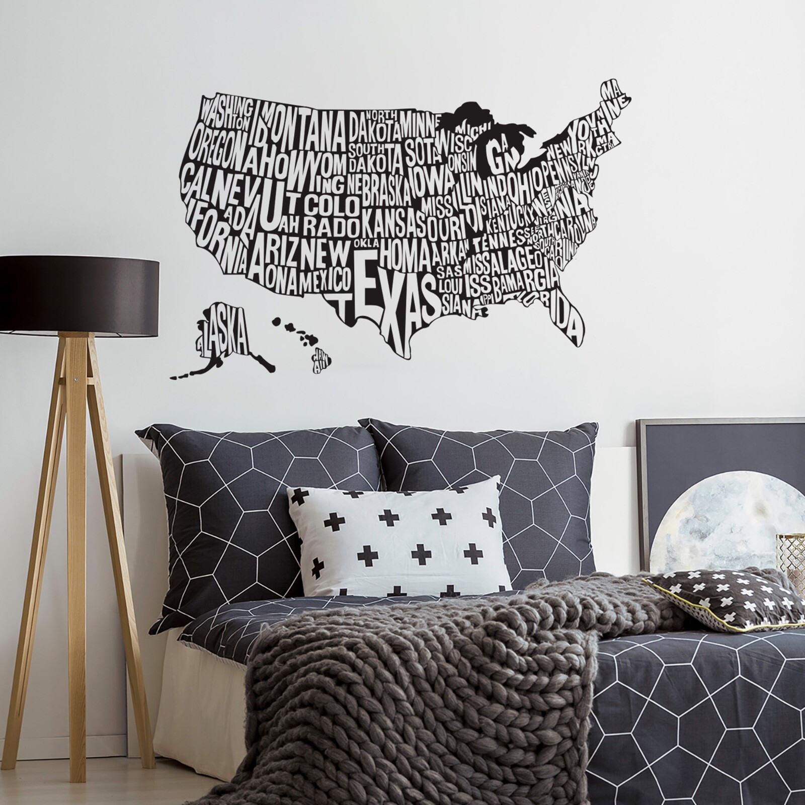 USA Map. United States of America Map wall decal. Office Wall Decor. Kid's Room.