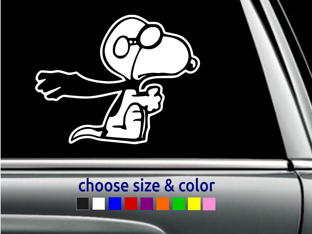 SNOOPY AVIATOR Peanuts Vinyl Decal Wall Car Window Sticker CHOOSE SIZE COLOR