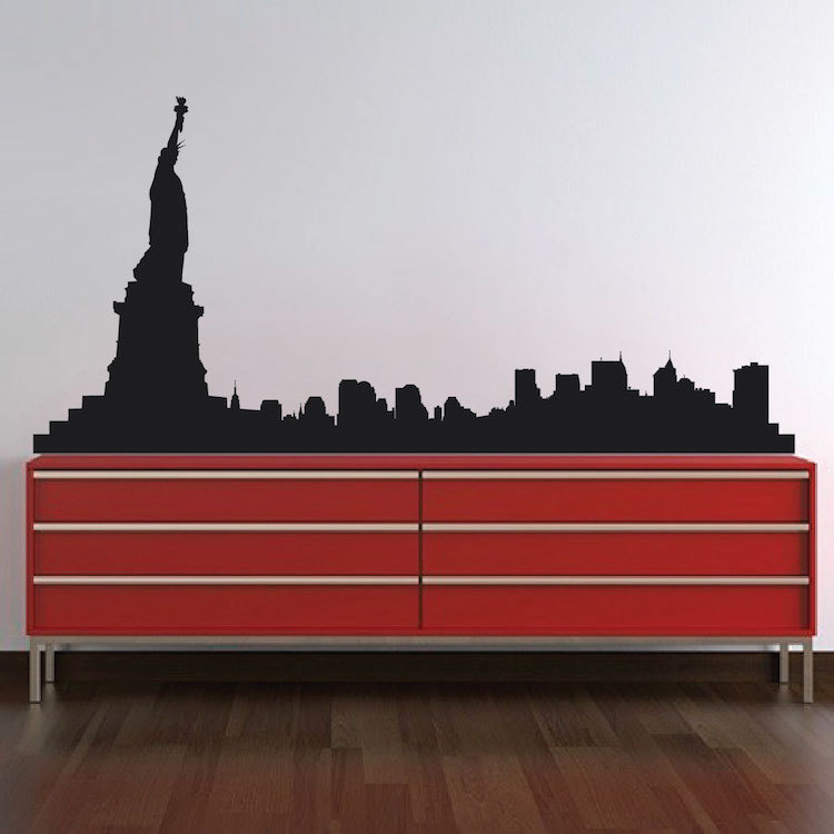 New York Skyline Wall Decal USA Wallpaper Mural Vinyl Removable NYC Design, g61