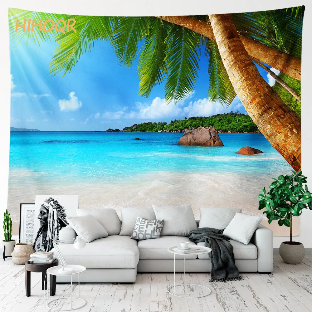 Palm Tree Large Cloth Wall Tapestry Aesthetic Room Decor Hippie Boho Landscape