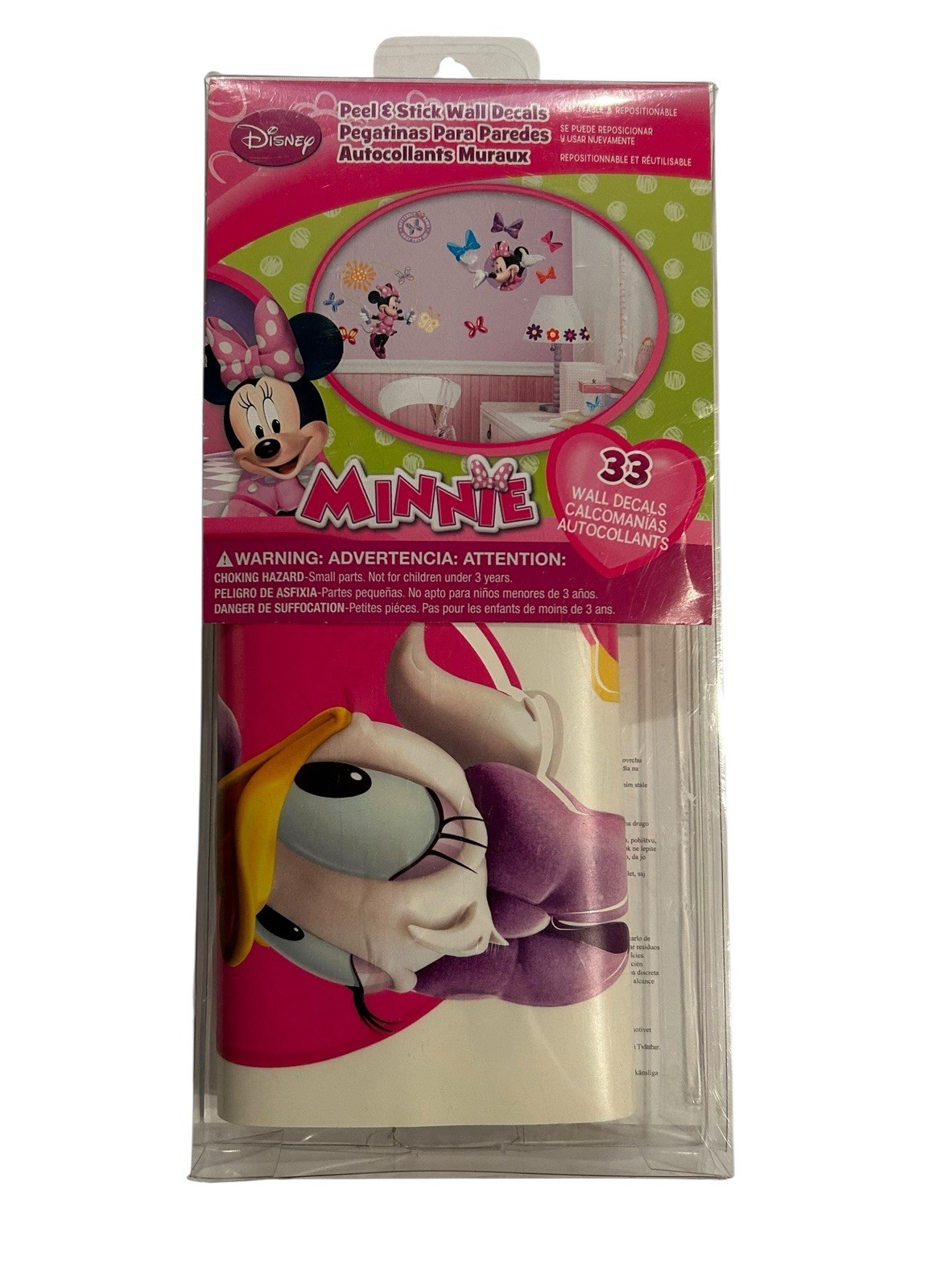 NEW Disney Minnie Mouse Wall Decals 33 Girls Bedroom Peel and Stick Reposition