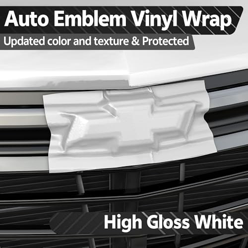Compatible with Chevy Bowtie Emblem Vinyl Wrap Kit Logo 4PCS Gloss White