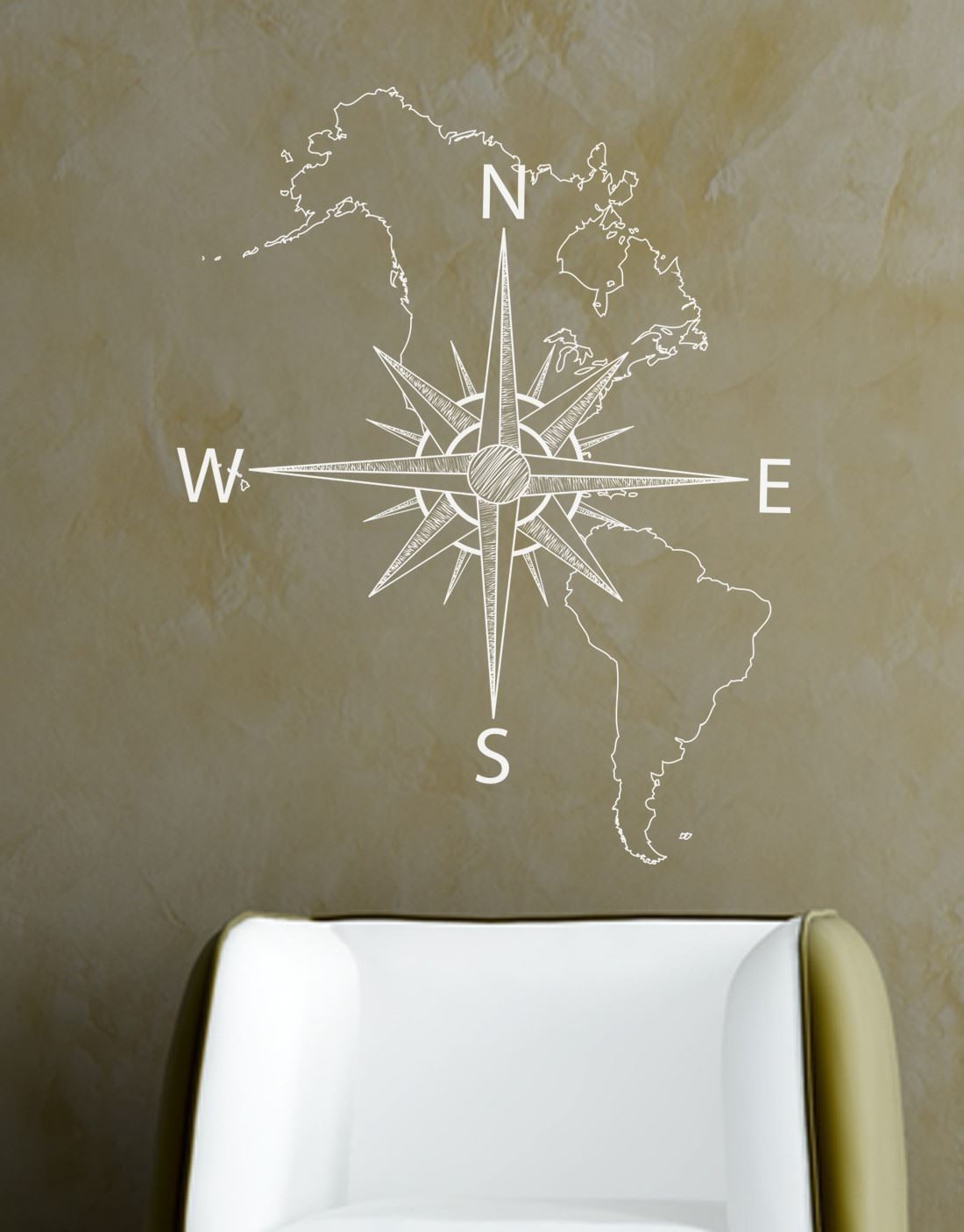 Nautical Map of North & South America w/ Compass Wall Decal Stickerbrand #6018