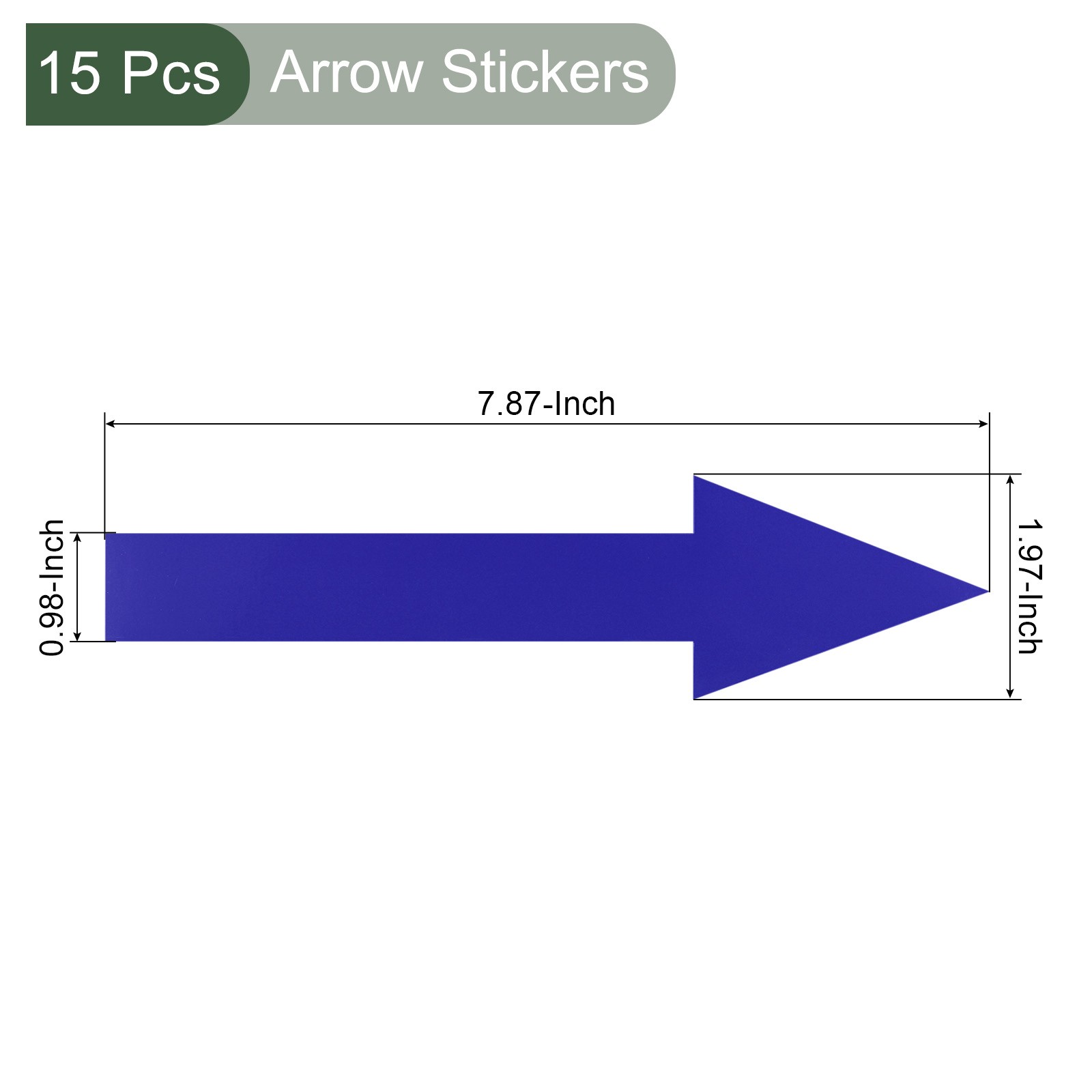 15Pc Arrow Sticker 20×2.5cm PVC Self Adhesive Waterproof Sign Dark Blue