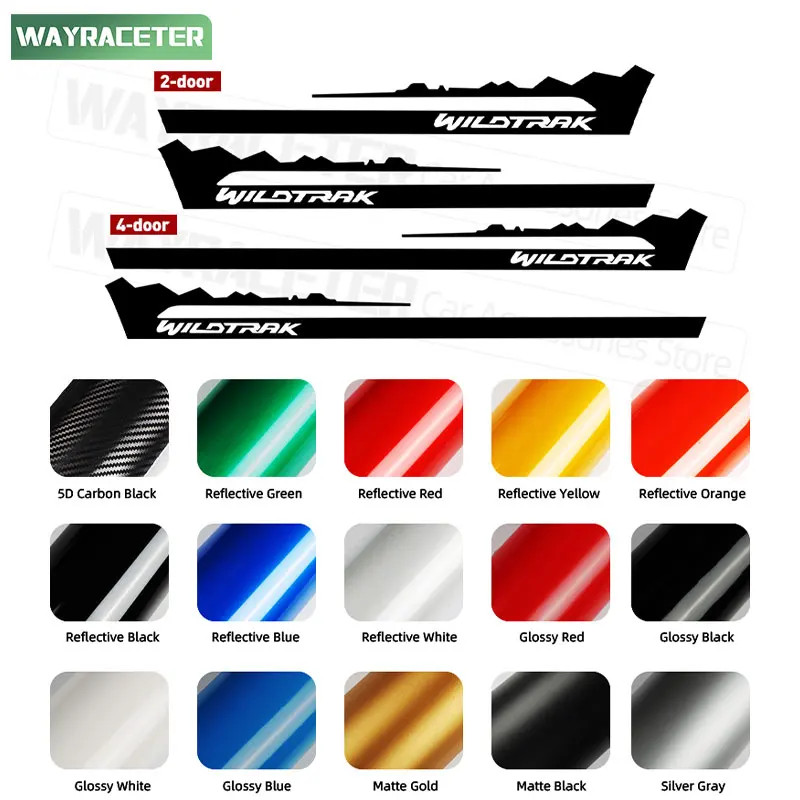 Aftermarket Carbon Fiber Door Side Stripe Decal for Ford Bronco 2-Door & 4-Door