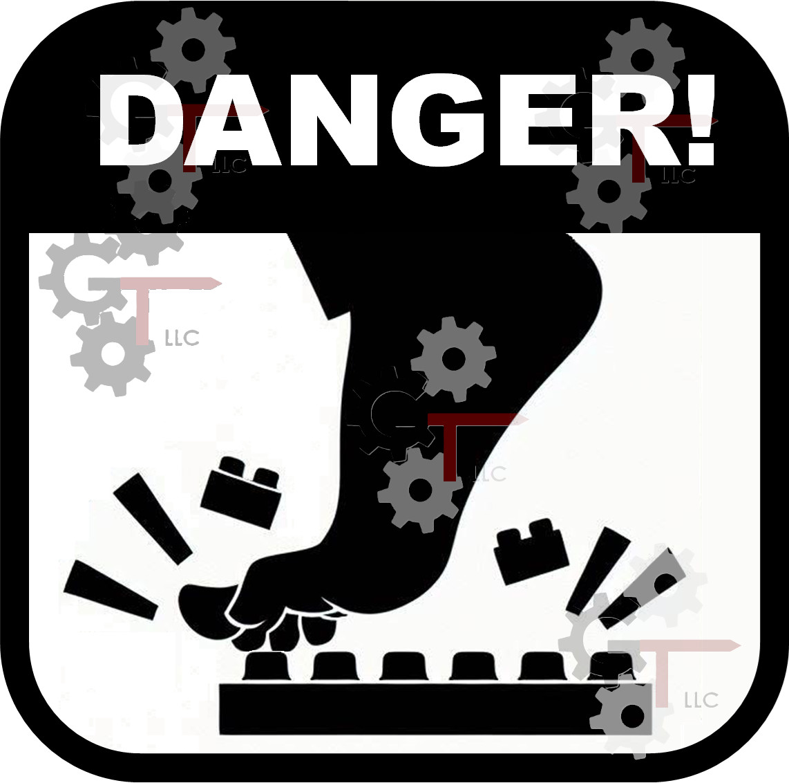 "Novelty Lego-Inspired Danger Sign" 7.5 in x 7.5 in Vinyl Wall Decal