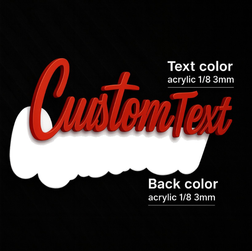 Custom Text Badge – Type Your Own – Lightning Font – Custom Acrylic Emblem