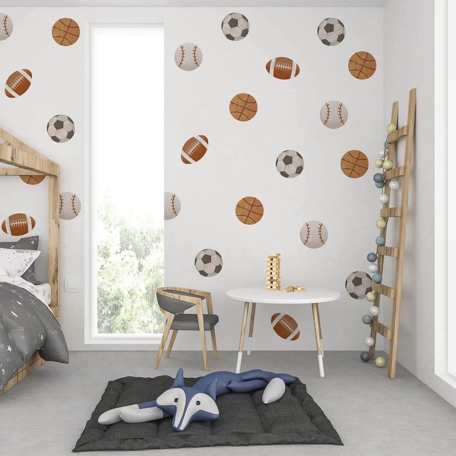 Sports Balls Wall Decal Football Basketball Soccer Rugby Baseball Kids Room D…