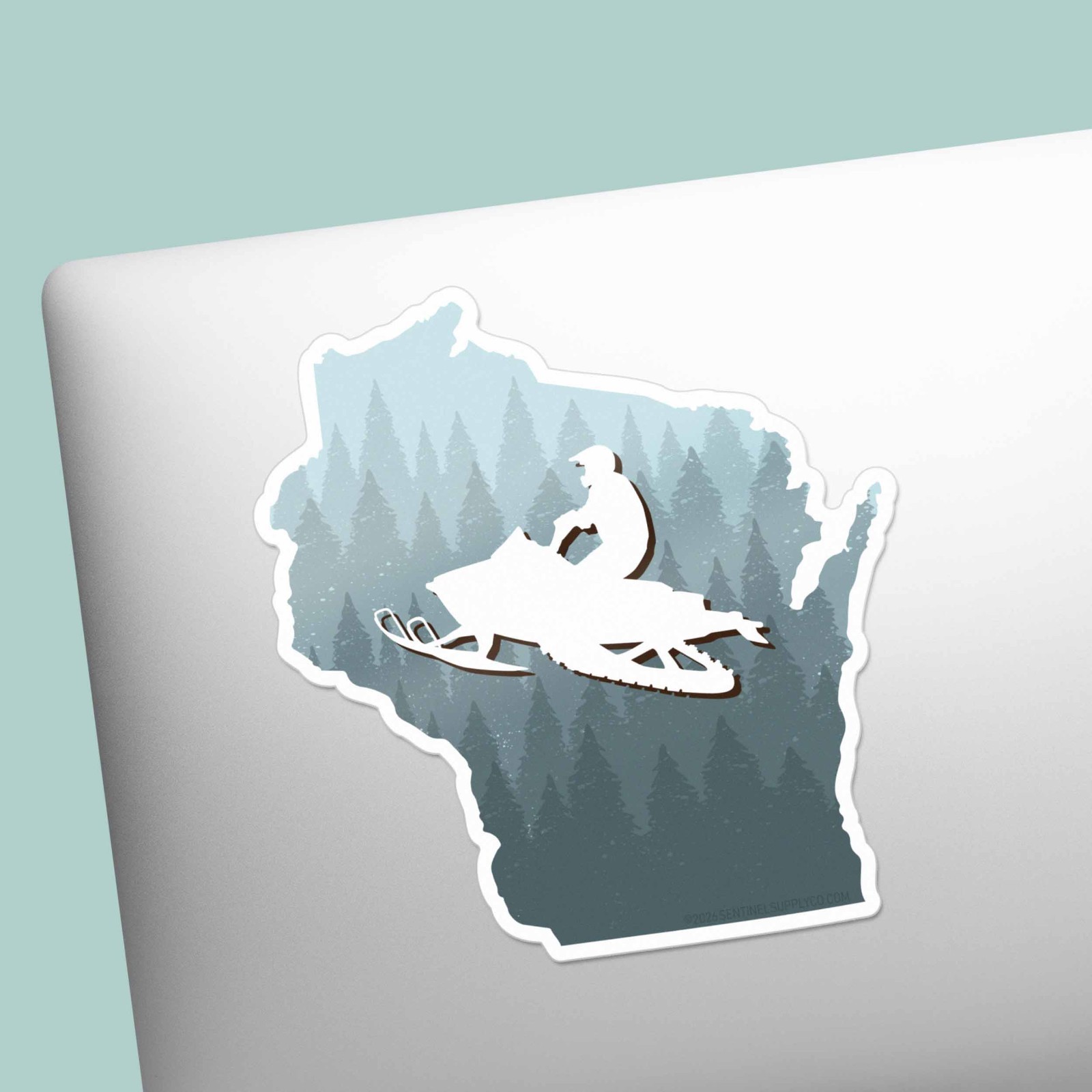 Snowmobile Wisconsin Sticker – Cool Midwest Winter Sports Decals for Laptop