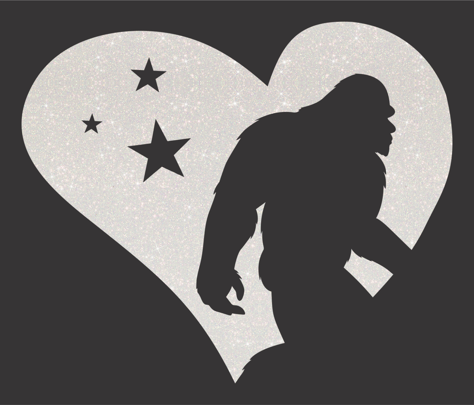 Big Foot Sasquatch Yeti Heart Decal Sticker Car Truck SUV Wall Laptop Tablet