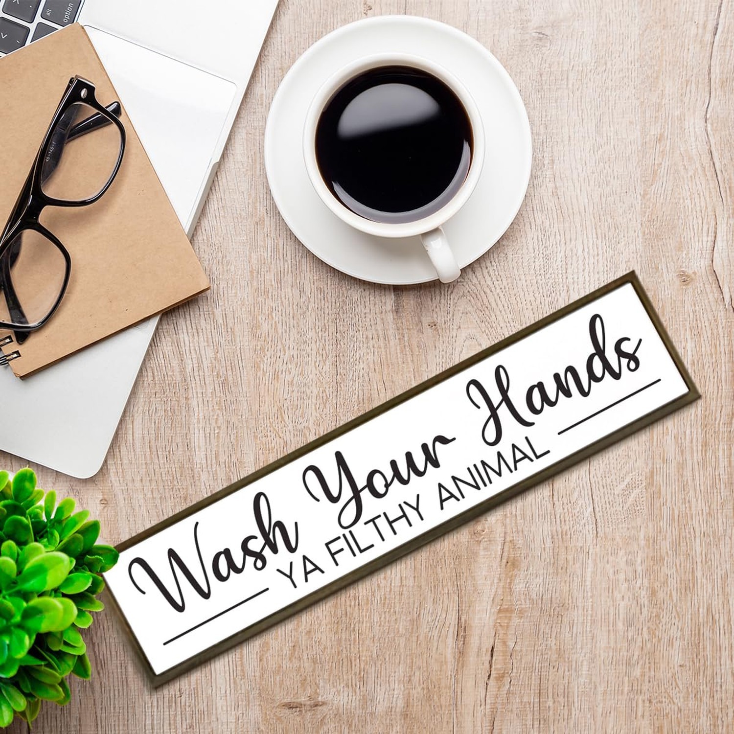 Rustic Classic Pine Wooden Sign, 'Wash Your Hands Ya Filthy Animal', Humorous…
