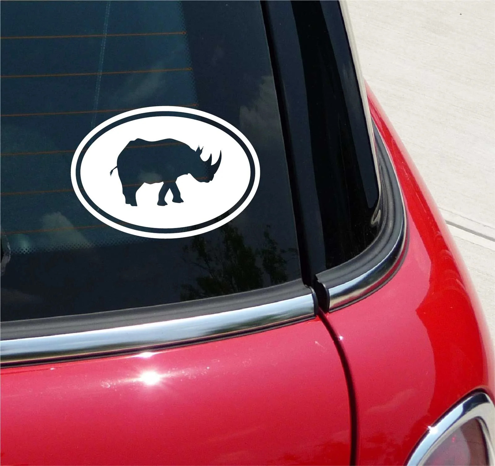 Euro Rhino Rhinoceros Zoo Graphic Decal Sticker Car Wall Oval NOT Two Colors
