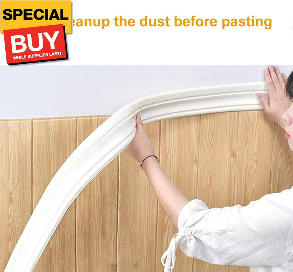 90"x 3" Self Adhesive Flexible Foam Molding Trim, 3D Sticky Decorative Wall Line