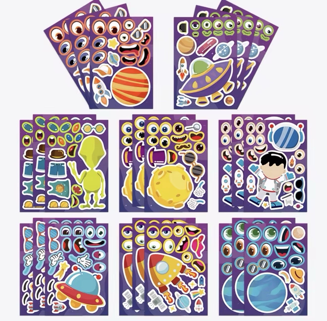 24 Sheets Space Stickers for Kids Boys, Planets Astronaut Spaceship Outer Space