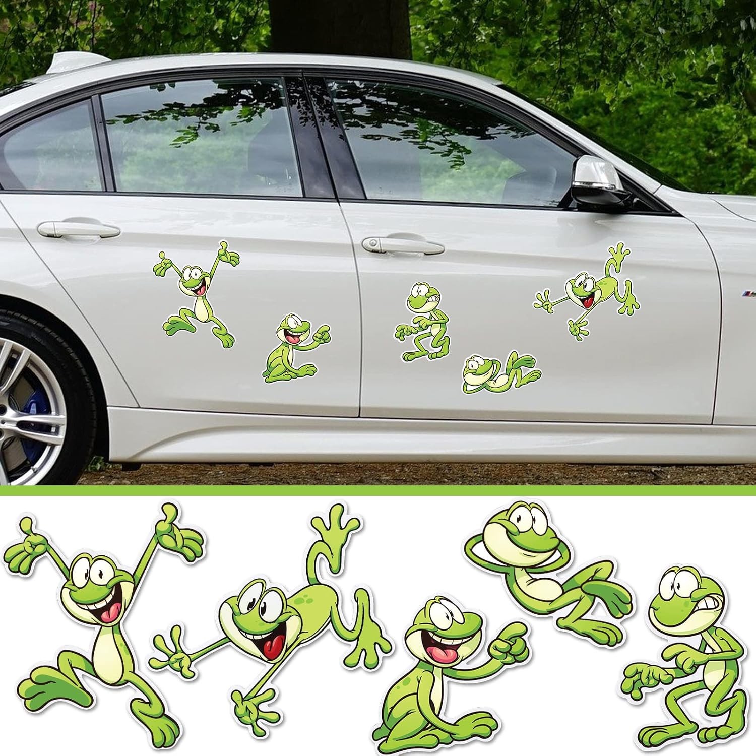 Cute Frog Car Magnets Waterproof Sticker Set Decorative