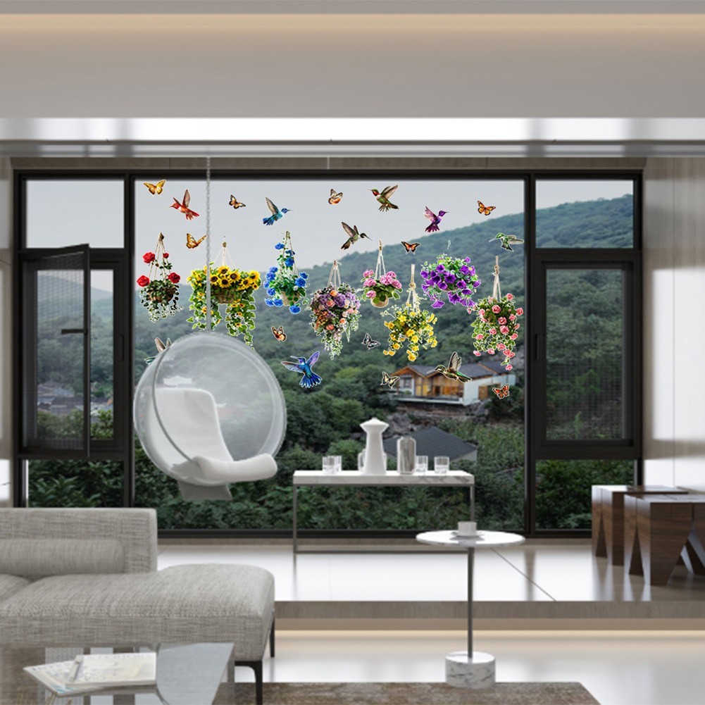 Bright Color Sunflower and Butterfly Glass Decoration for Indoor Outdoor