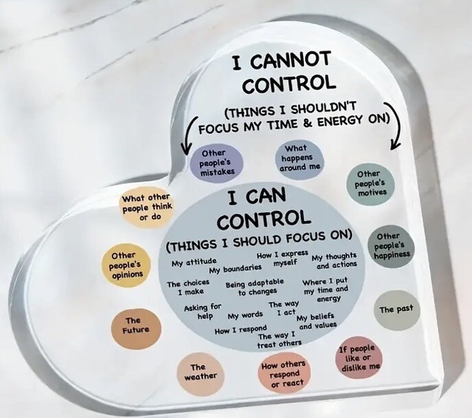 Acrylic heart mental health awareness things I cannot control brand new