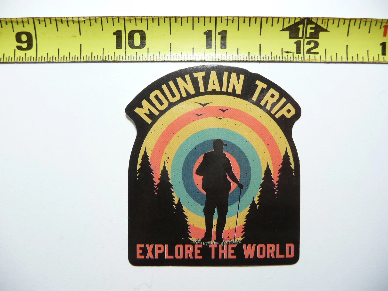 MOUNTAIN TRIP EXPLORE WORLD SMALL STICKER DECAL HIKING CAMPING WOODS GEAR