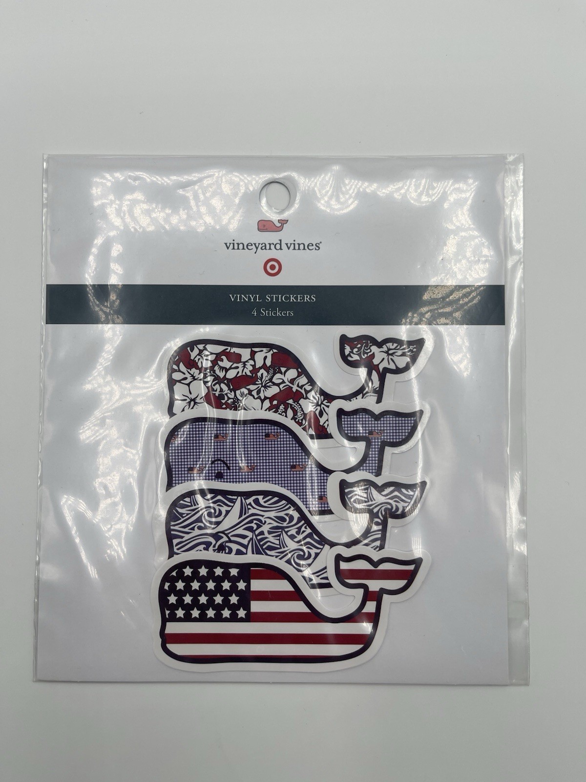 Whale Stickers Vineyard Vines American Flag Red White Blue Party Favor 2 Packs