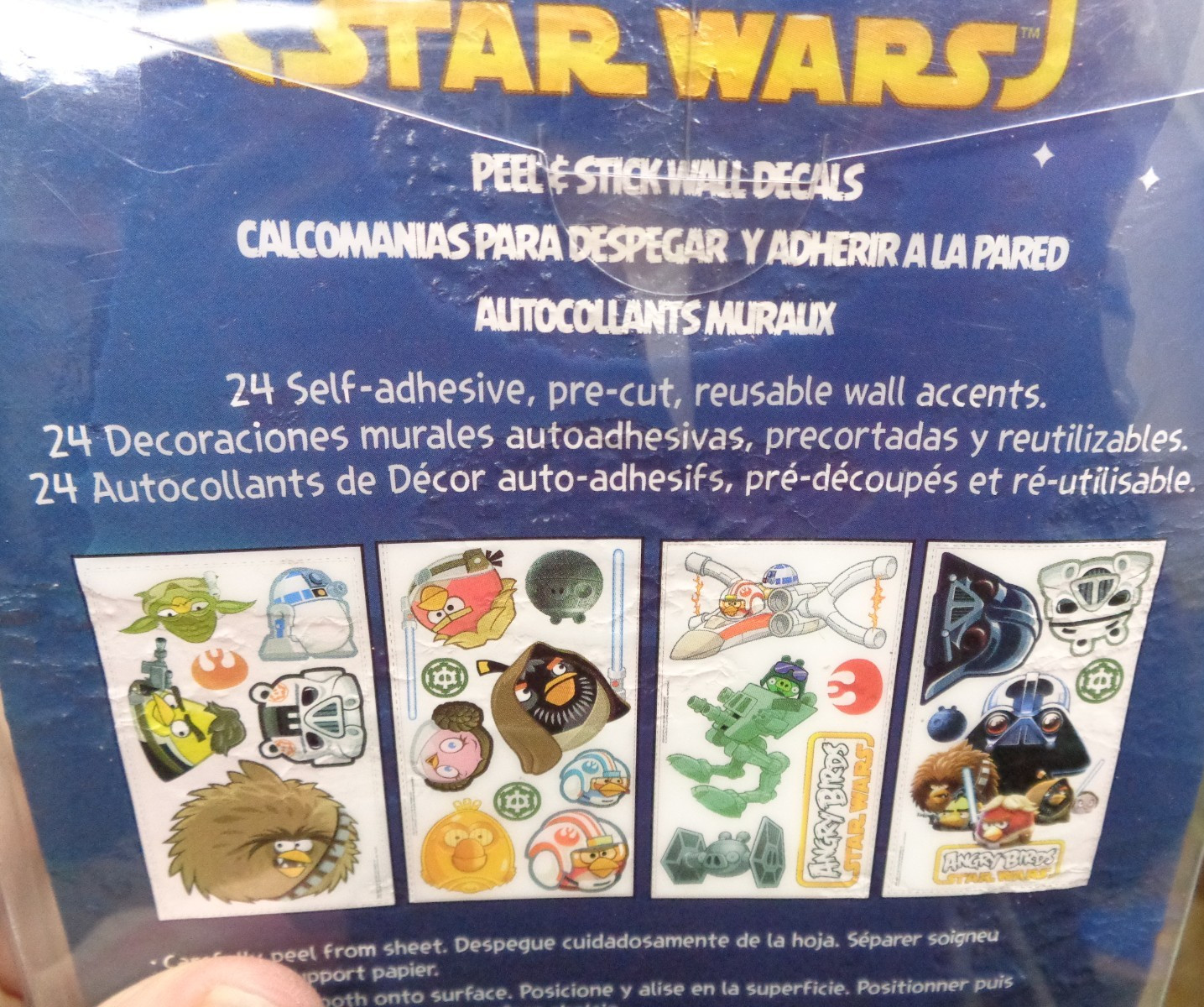 Lot/4 Pkgs ANGRY BIRDS STAR WARS Peel & Stick Wall Decals + PARTY LOOT BAGS