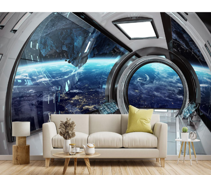 3D Capsule Space Fabric Wallpaper Living Room Bedroom Bathroom Boys Girls Ch…