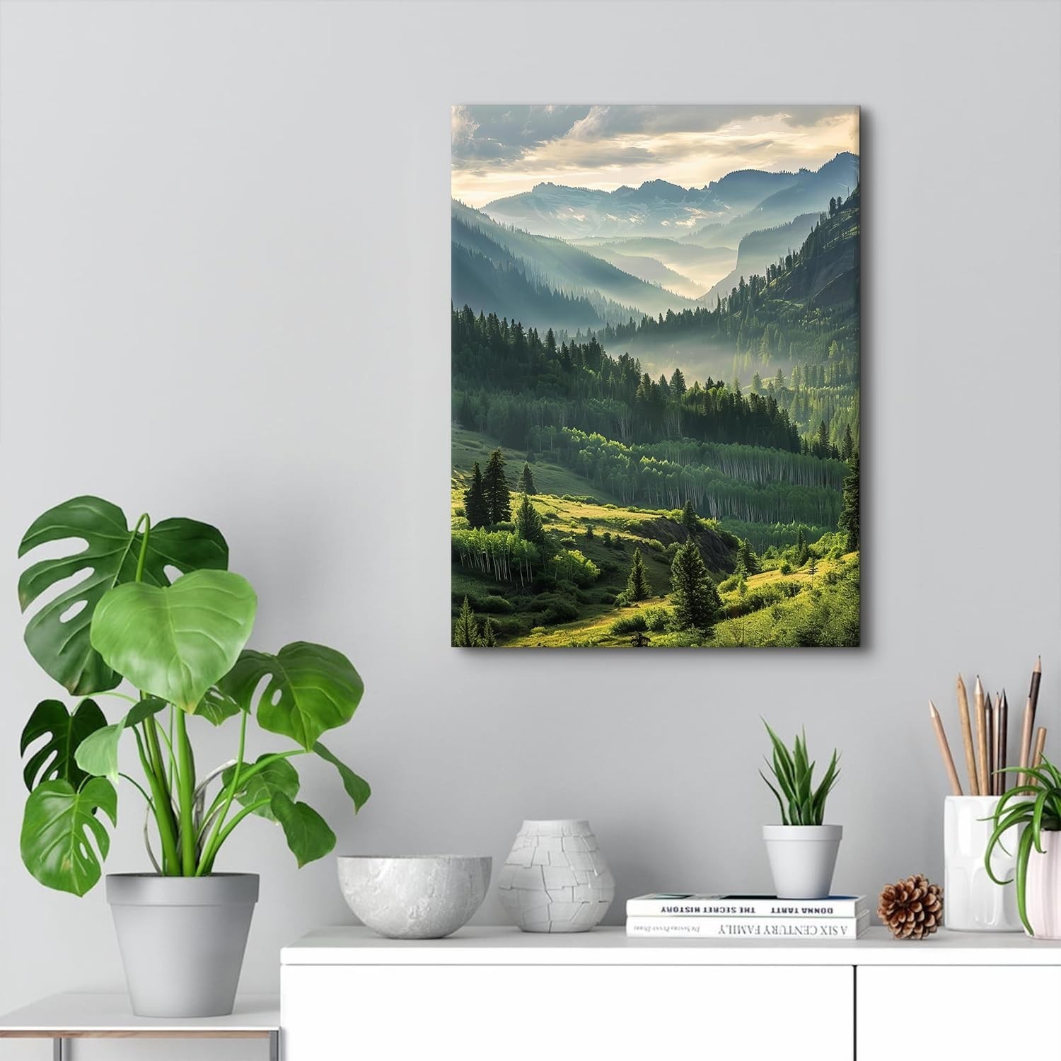 Mountain Wall Art for Living Room Sunrise Forest Wall Art Trees Pictures Wall…