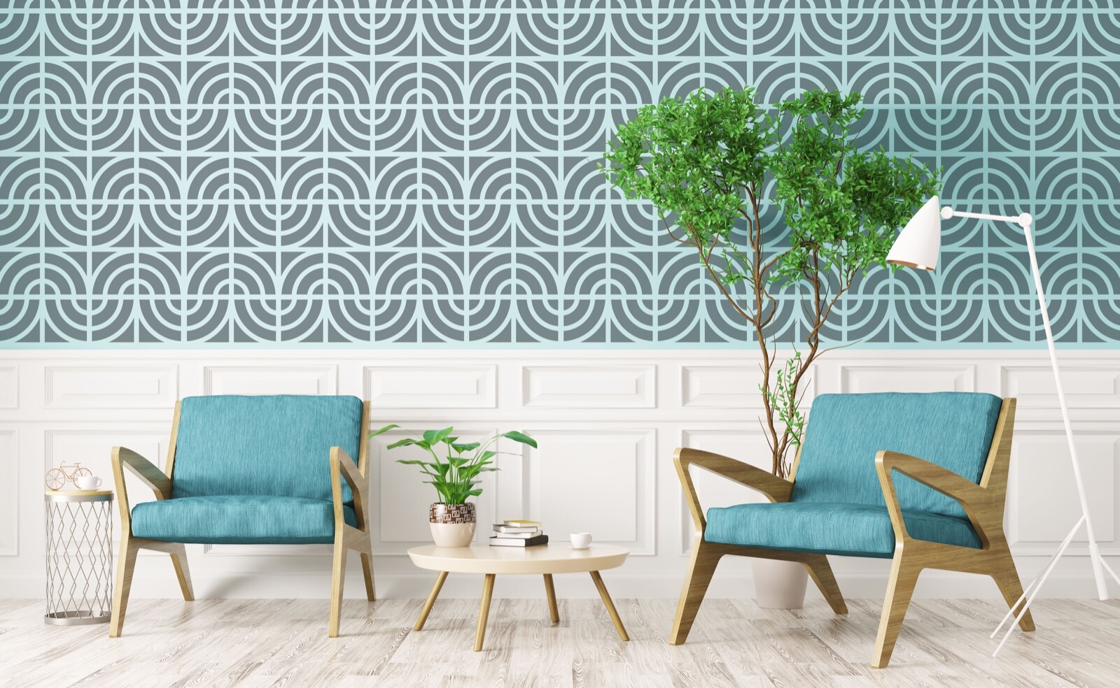 Mid Century Modern Breeze Blocks, Mid Century Wall Decals, Breeze Block Waves