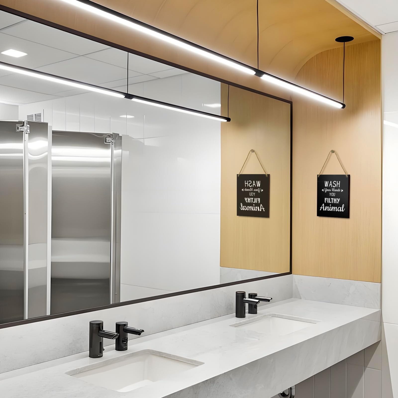 Funny Bathroom Sign 'Wash Your Hands You Filthy Animal' – Rustic Wood Wall De…