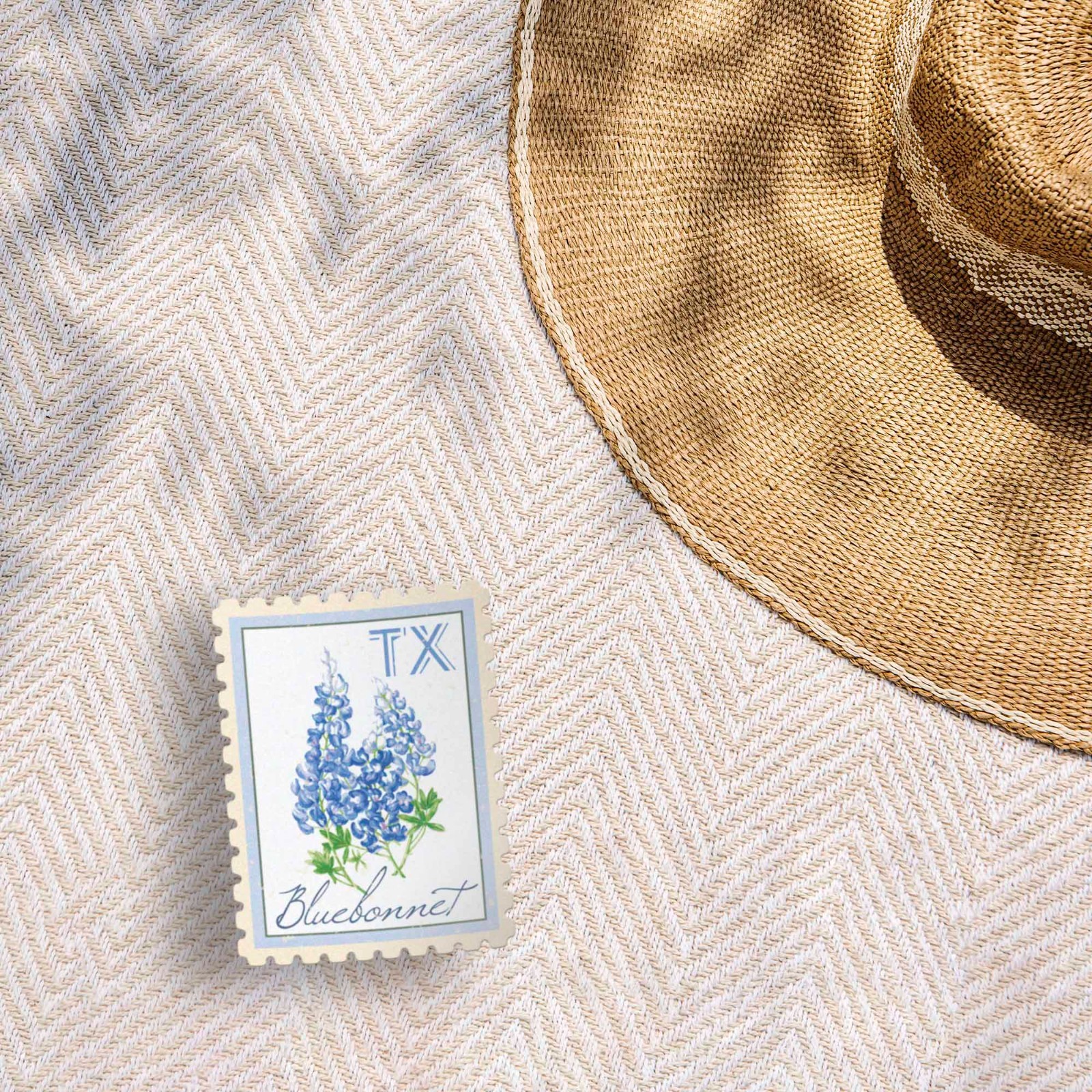 Texas State Flower Bluebonnets Sticker – Vintage Stamp TX Decal for Water Bottle
