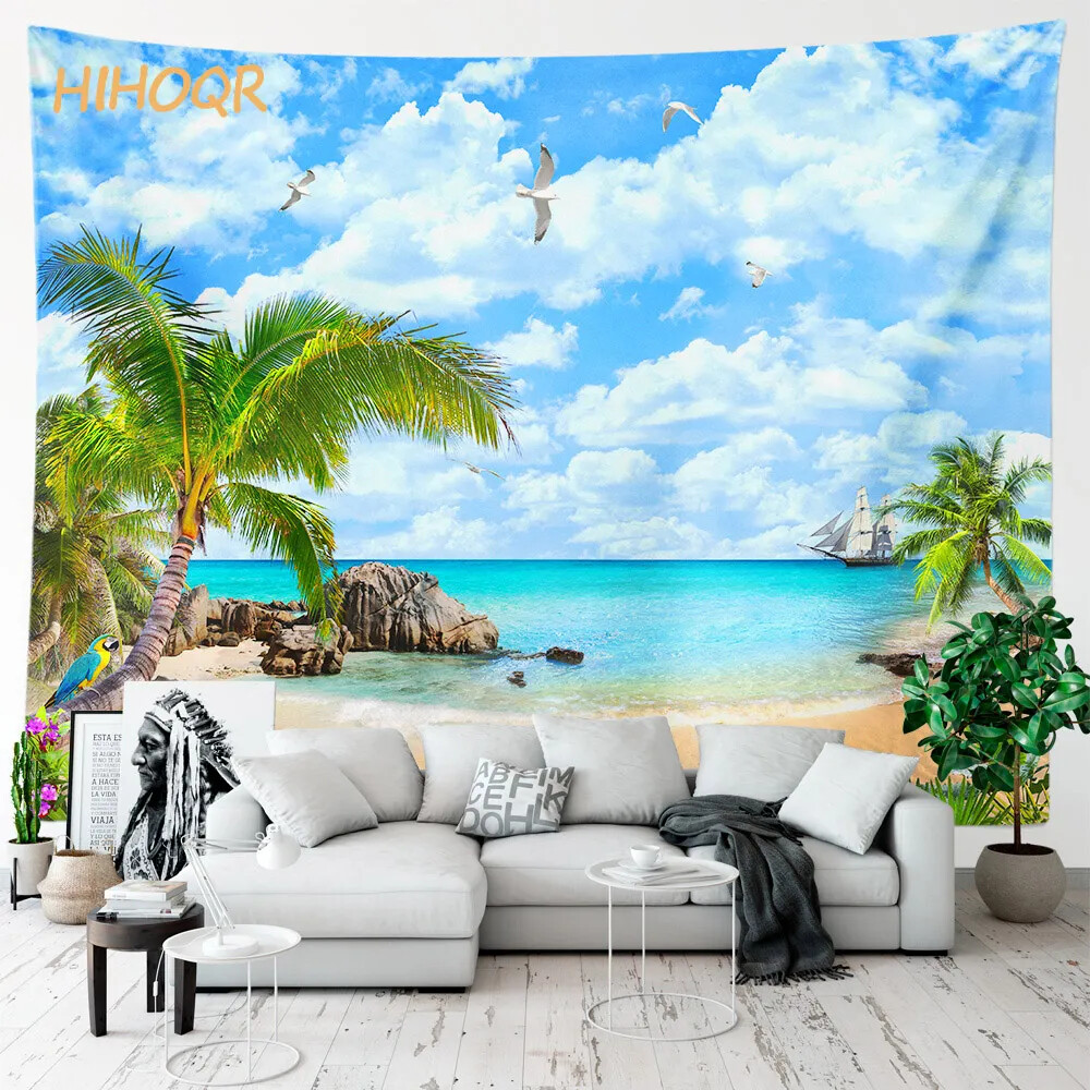 Palm Tree Large Cloth Wall Tapestry Aesthetic Room Decor Hippie Boho Landscape
