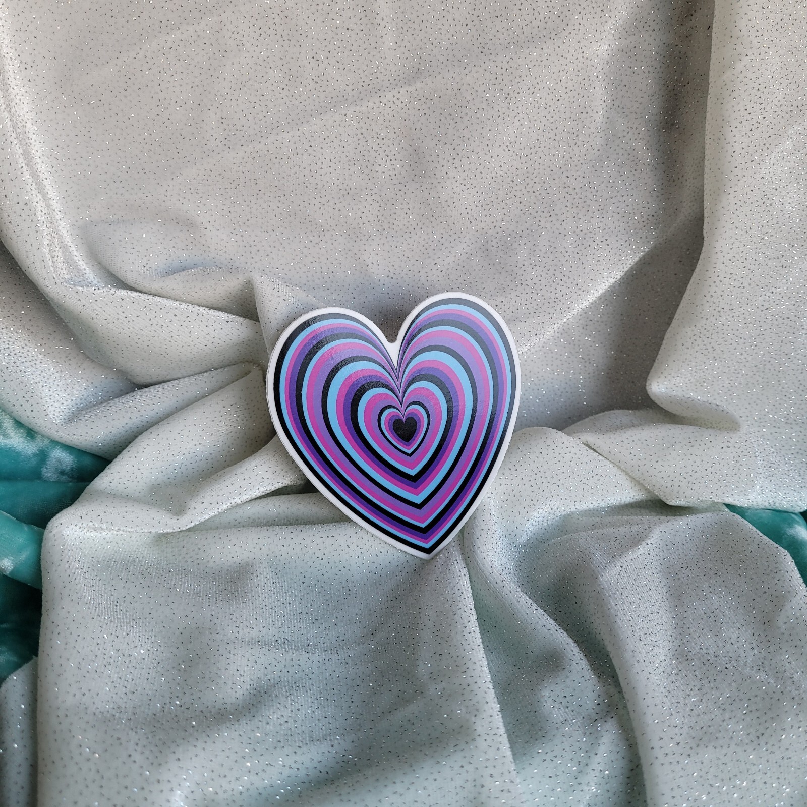 STKR078 Black Blue Purple Pink LAYERED Heart Shaped Sticker | Hearts Cute Love