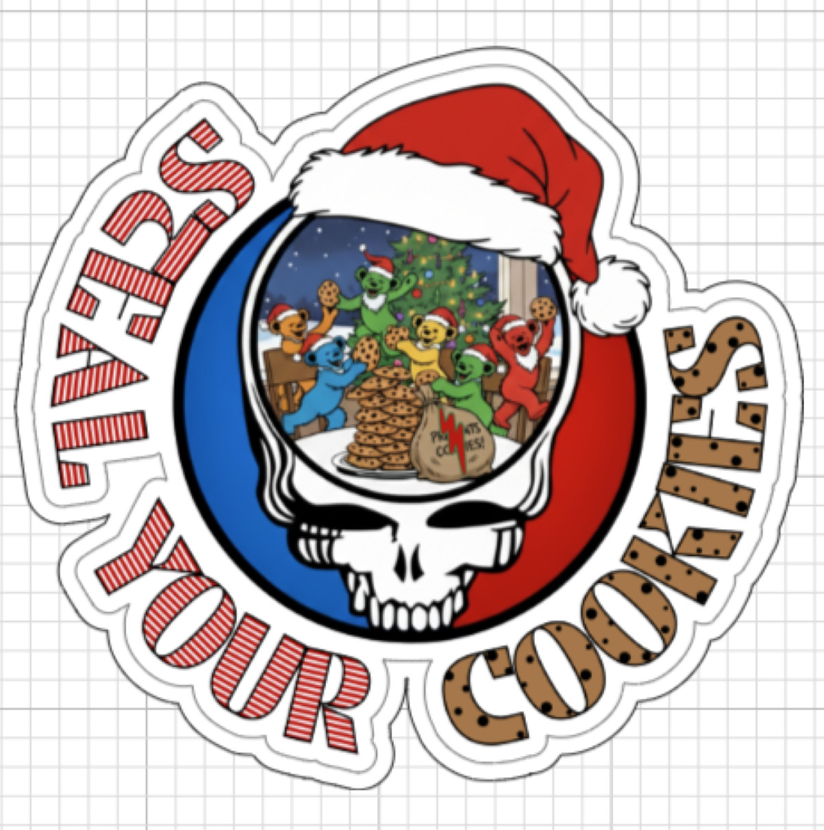(2) Steal Your Cookies Grateful Dead Sticker Bear Holiday Decal