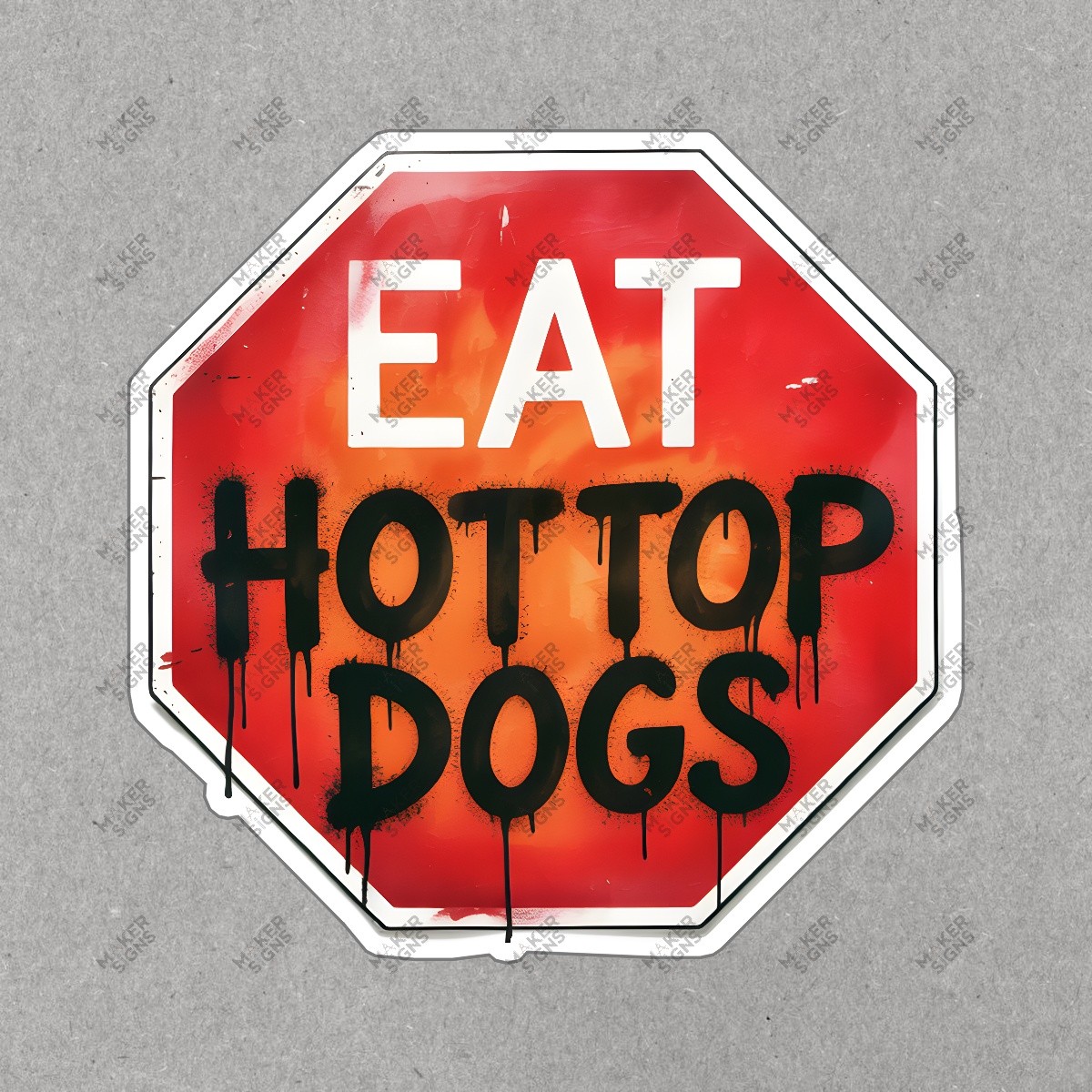 Unique Urban EAT HOT DOGS Stop Sign Art Playful Street Art Decor #8104