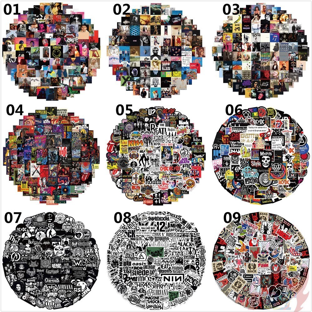 100 Mixed Music Band Rock and Roll Sticker Packs