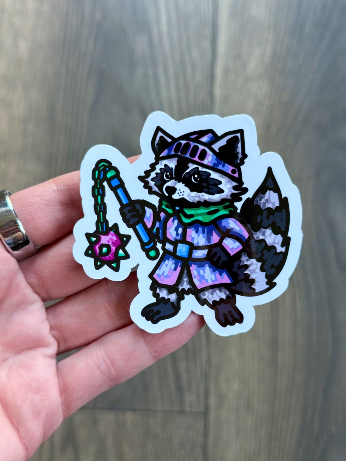 Vinyl Art Print Sticker “Medieval Raccoon” Brianna Alderfer