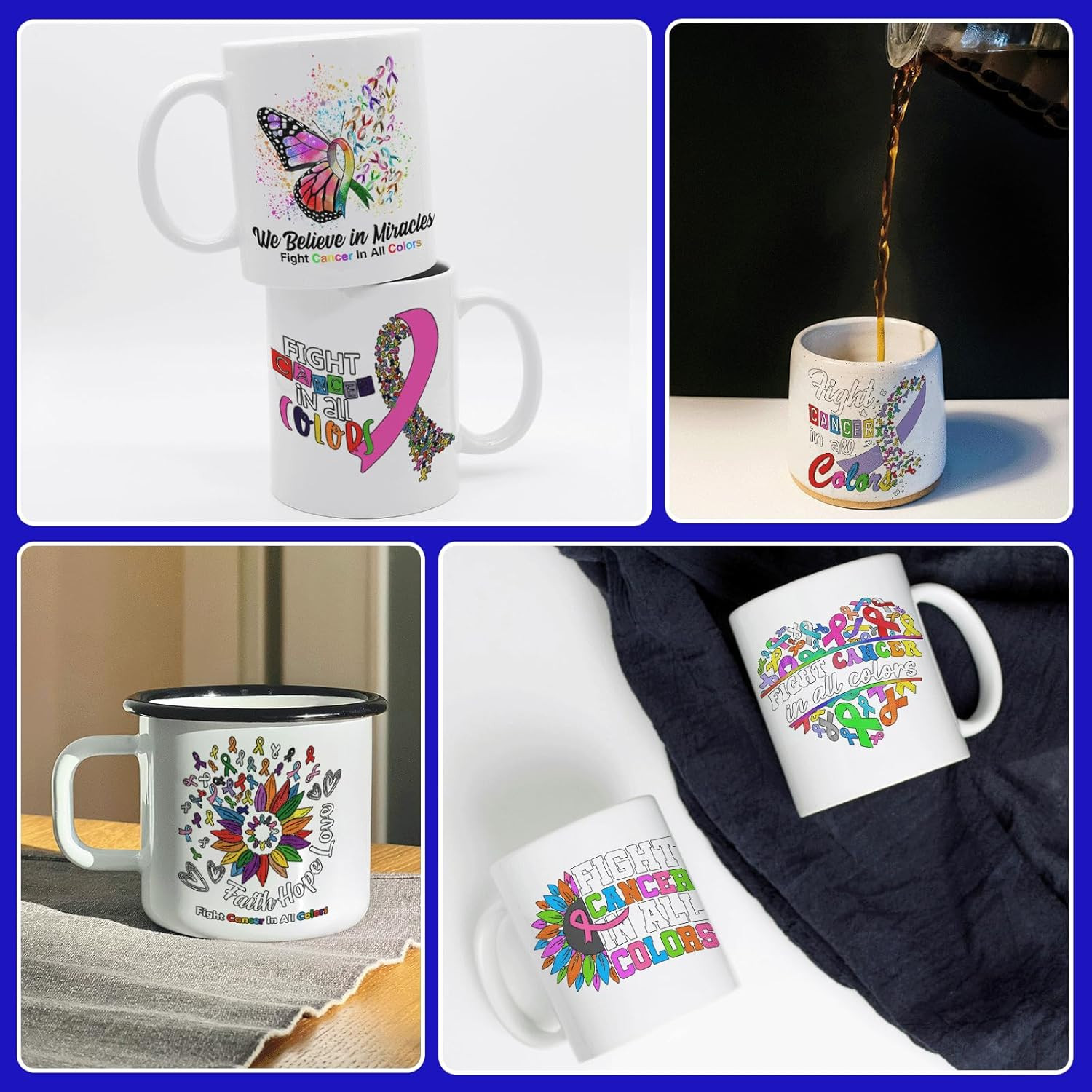 12PCS UV DTF Cup Wrap,Cancer Awareness UV DTF Cup Wraps Transfer Stickers,Easy t