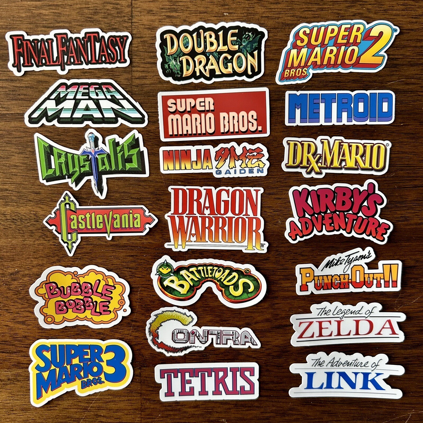 20 Nintendo NES Logo Stickers – White, Clear or Holographic – Waterproof Vinyl