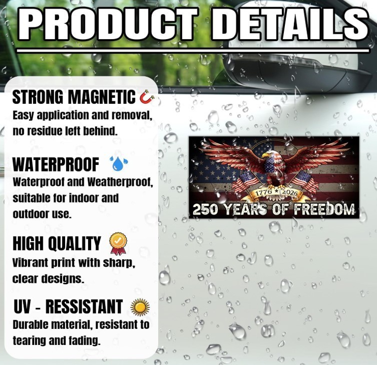 Magnet 250 Anniversary Magnetic Sign Bumper Sticker America National Flag Eagle