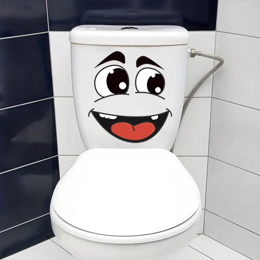 4pcs Cartoon Face Stickers Self Adhesive Wall Decals Trash Bin Home Decor